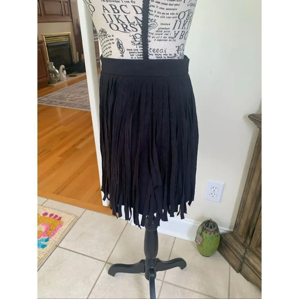 BB Dakota Fringe Skirt Black